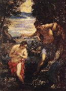 TINTORETTO, Jacopo Baptism of Christ  sd oil painting